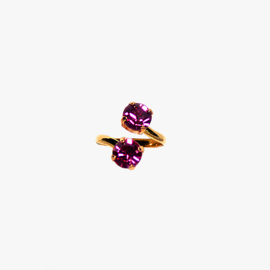 Sparkle Up Anello 2 pietre fucsia